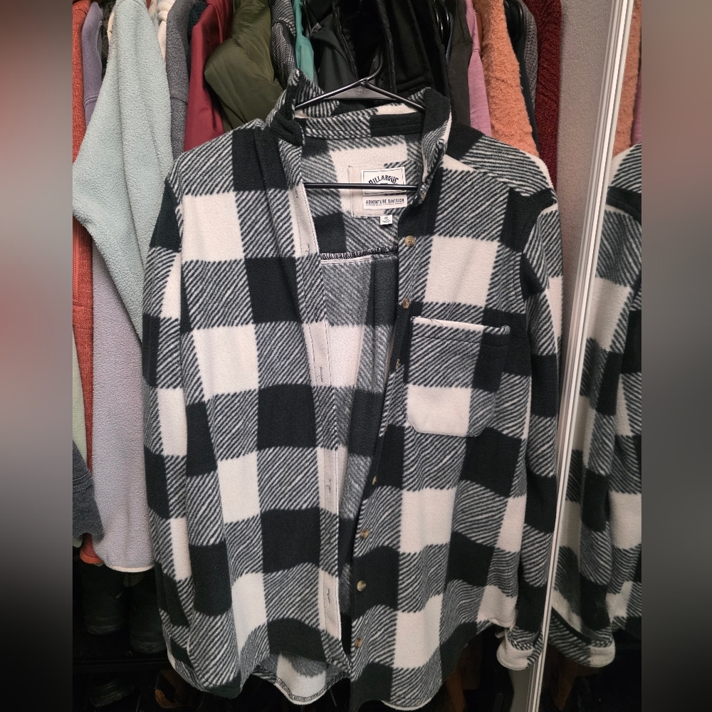 Billabong Black & White Buffalo Check Fleece Shacket
